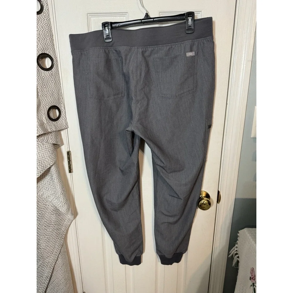 FIGS Zamora Jogger Scrub Pants Gray Teal Zip Cargo Pocket XL